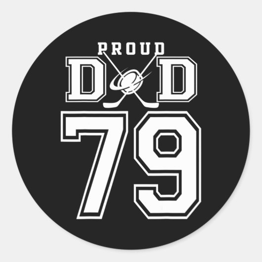 Number 79 Custom Proud Hockey Dad Personalized For ラウンドシール (正面)