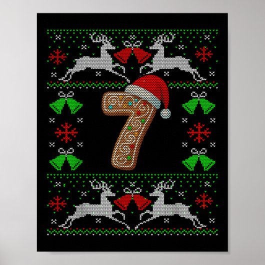 Number 7 67 Meme Funny Ugly Xmas Christmas Sweater ポスター (正面)