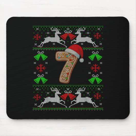 Number 7 67 Meme Funny Ugly Xmas Christmas Sweater マウスパッド (正面)