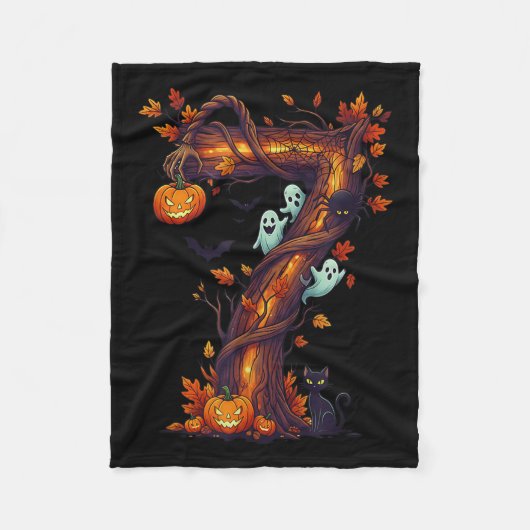Number 7 67 Meme Halloween Pumpkin Costume Matchin フリースブランケット (正面)