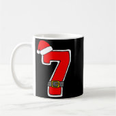 Number 7 7th Birthday Christmas Santa Hat Happy Bi コーヒーマグカップ (左)