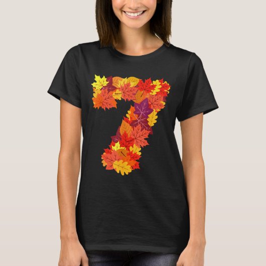 Number 7 7th Birthday Seven Thanksgiving Fall Happ Tシャツ (正面)