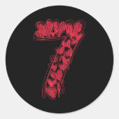 Number 7 - Cute 67 Matching Valentine ラウンドシール (正面)