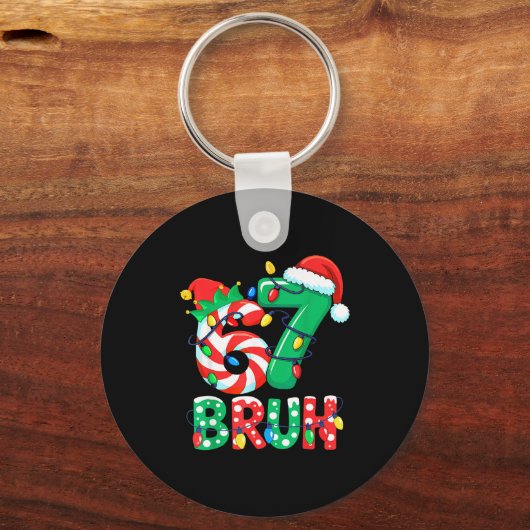 Number 7 Funny Meme Saying 6 7 Six Seven Christmas キーホルダー (正面)