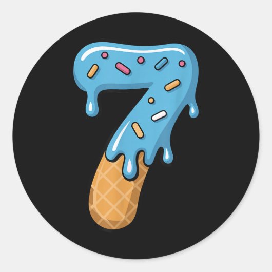 Number 7 Ice Cream Drip 67 Meme Couple Matching Ha ラウンドシール (正面)