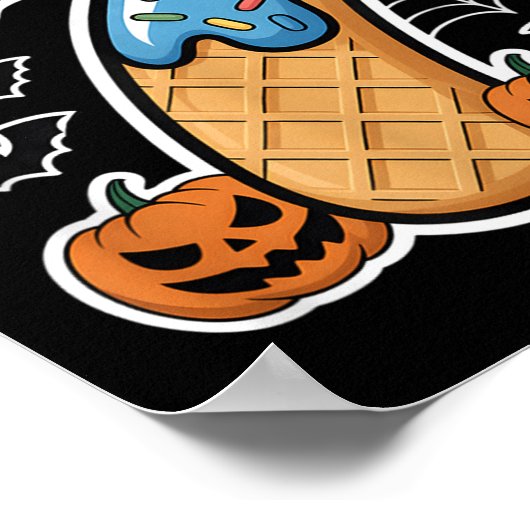 Number 7 Ice Cream Seven Halloween Pumpkin Men Wom ポスター (角)