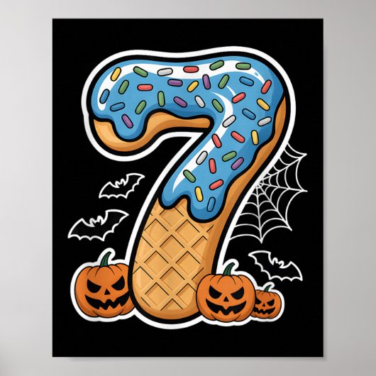 Number 7 Ice Cream Seven Halloween Pumpkin Men Wom ポスター (正面)
