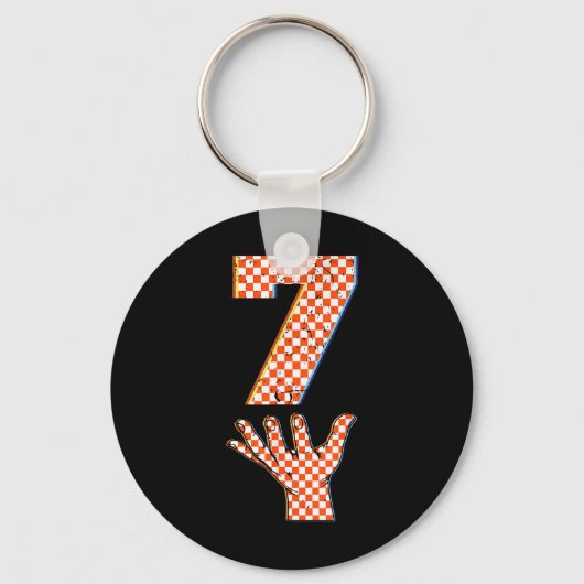Number 7 Matching 67 Meme Checkered Halloween Cost キーホルダー (正面)