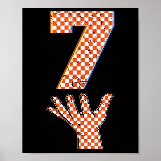 Number 7 Matching 67 Meme Checkered Halloween Cost ポスター (正面)