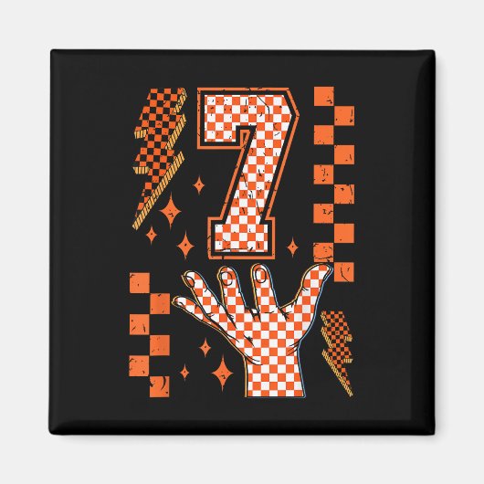 Number 7 Matching 67 Meme Checkered Halloween Cost マグネット (正面)