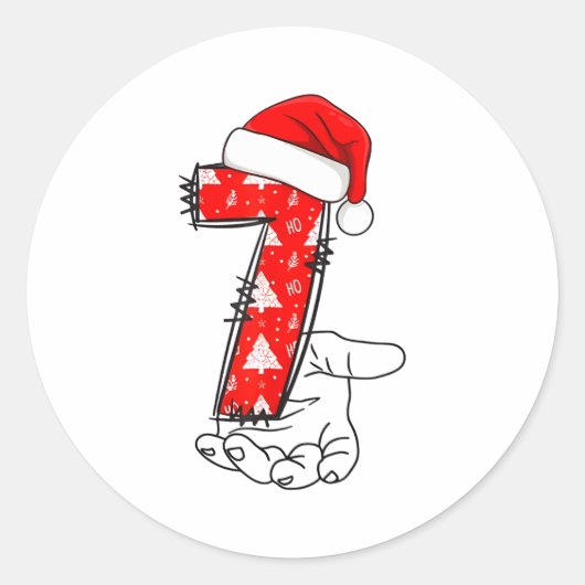 Number 7 Matching 67 Meme Christmas Costume Men Wo ラウンドシール (正面)