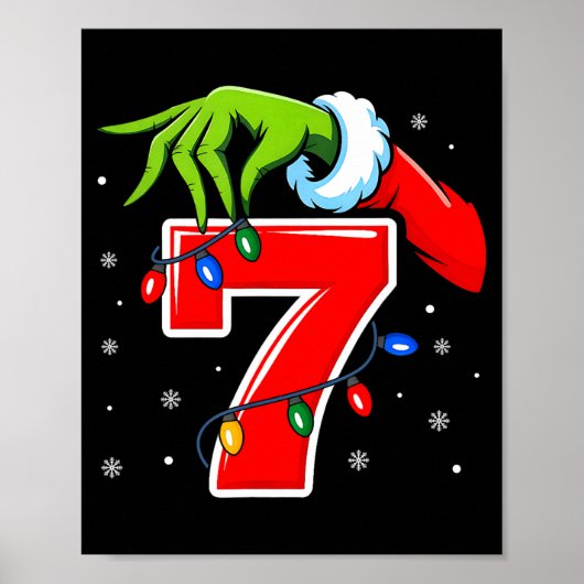 Number 7 Matching 67 Meme Christmas Elf Hand Boys  ポスター (正面)