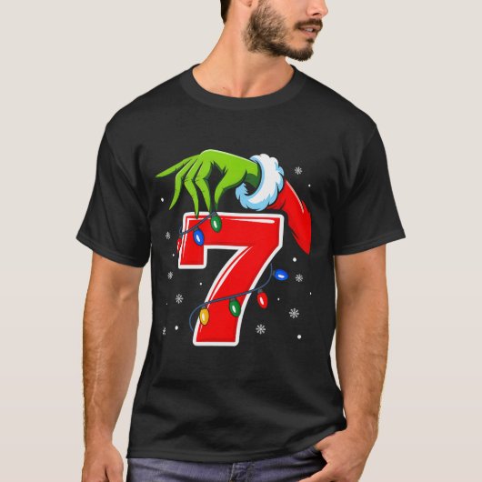 Number 7 Matching 67 Meme Christmas Elf Hand Boys Tシャツ (正面)