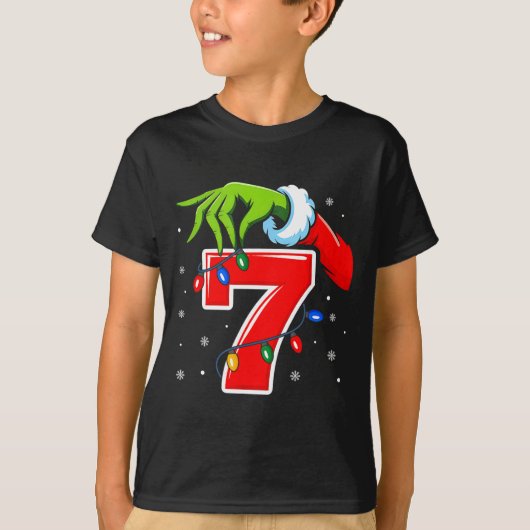 Number 7 Matching 67 Meme Christmas Elf Hand Boys  Tシャツ (正面)