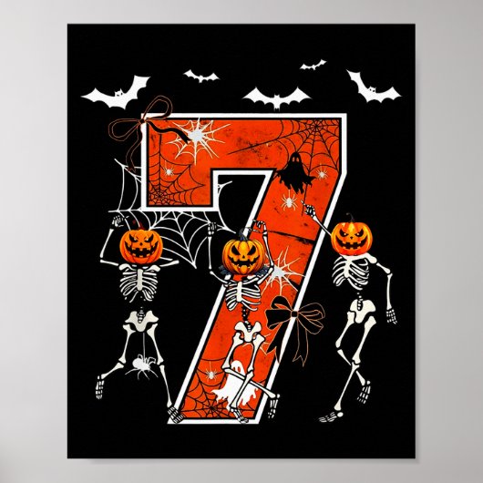 Number 7 Six Seven Meme 6 7 Halloween Dancing Skel ポスター (正面)