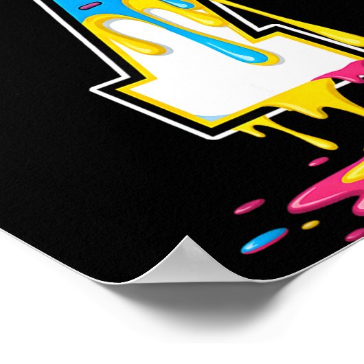 Number 7 Team Srts Ice Cream Drip Matching Varsity ポスター (角)