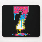 Number 7 Team Srts Ice Cream Drip Matching Varsity マウスパッド (正面)