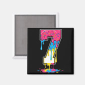 Number 7 Team Srts Ice Cream Drip Matching Varsity マグネット (正面/裏面)