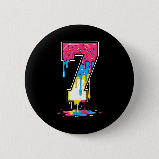 Number 7 Team Srts Ice Cream Drip Matching Varsity 缶バッジ (正面)