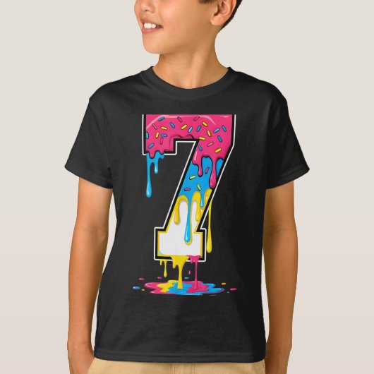 Number 7 Team Srts Ice Cream Drip Matching Varsity Tシャツ (正面)