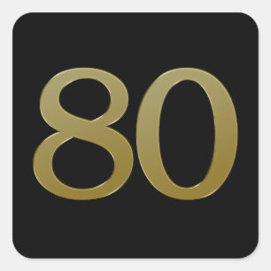 Number 80金ゴールドスクエアステッカー スクエアシール
