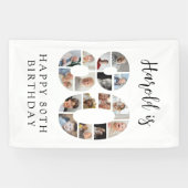 Number 80 Photo Co|lage 80歳の誕生日パーティー 横断幕 (横)