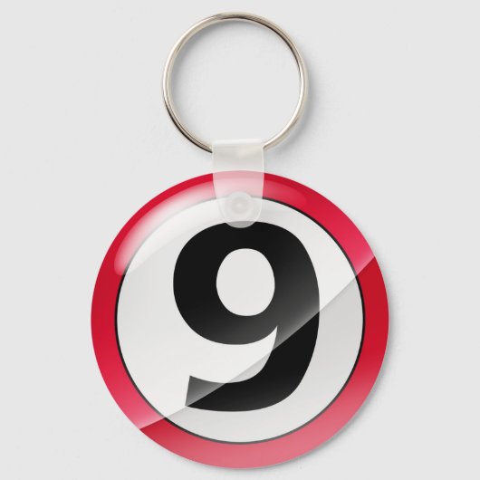 Number 9赤キーチェーン キーホルダー (正面)