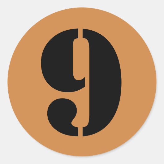 Number 9 Nine Peru金ゴールドステンシル番号(Janz) ラウンドシール (正面)