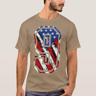 Number 9 Red White and Blue American Flag 9 Jersey Tシャツ