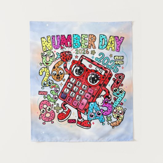 Number Day 2026 Colourful Maths Banner for Schools タペストリー (正面)