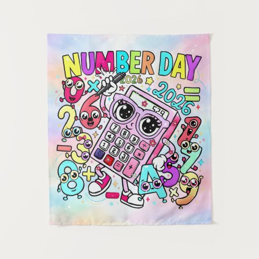 Number Day 2026 Colourful Maths Banner for Schools タペストリー (正面)