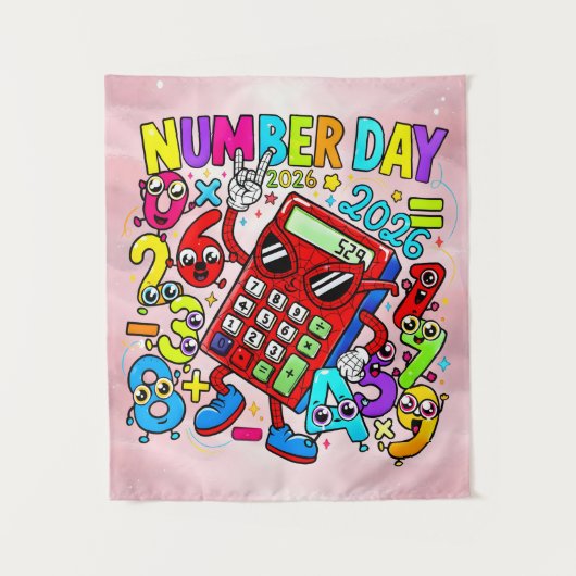 Number Day 2026 Colourful Maths Banner for Schools タペストリー (正面)