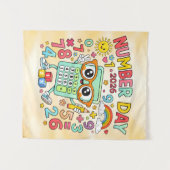 Number Day 2026 Cute Calculator Math Design タペストリー (正面(横))