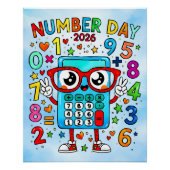Number Day 2026 Cute Calculator Math Design ポスター (正面)