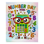 Number Day 2026 Cute Calculator Math Design ポスター (正面)