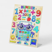 Number Day 2026 Cute Calculator Math Design 台座サイン (正面)