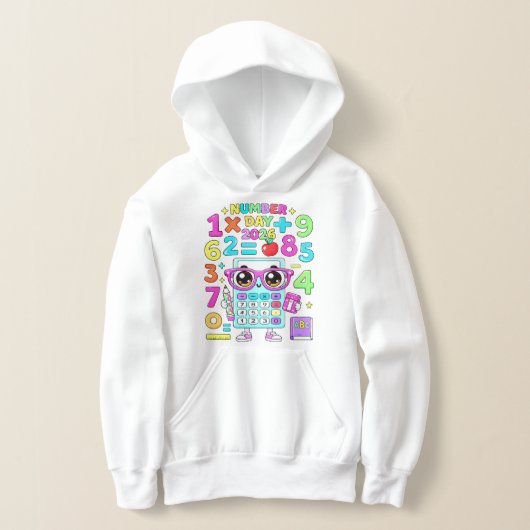 Number Day 2026 Cute Calculator Math Hoodie (レイダウン)