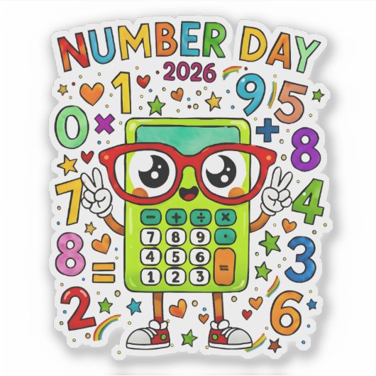 Number Day 2026 Cute Math Sticker for Kids シール (正面)