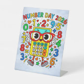 Number Day 2026 Cute Maths Calculator Desk Art 台座サイン (正面)