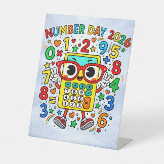 Number Day 2026 Cute Maths Calculator Desk Art 台座サイン