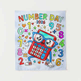 Number Day 2026 Cute Maths Calculator Poster タペストリー