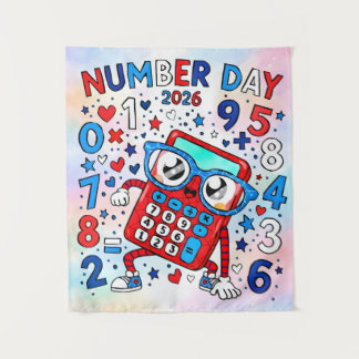 Number Day 2026 Cute Maths Calculator Poster タペストリー