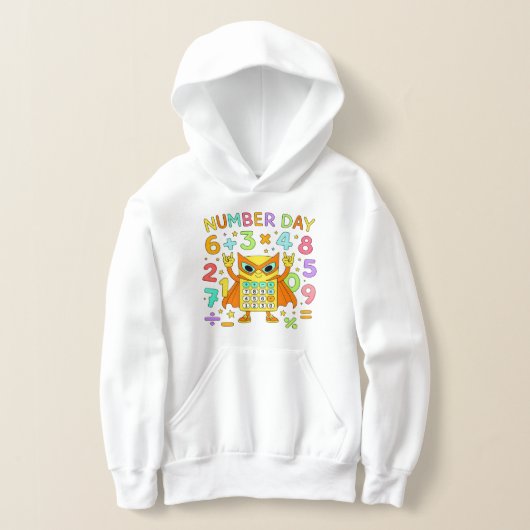 Number Day 2026 Cute Maths Hoodie for Kids (レイダウン)