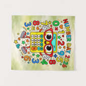 Number Day 2026 Cute Maths Poster for Kids タペストリー (正面(横))