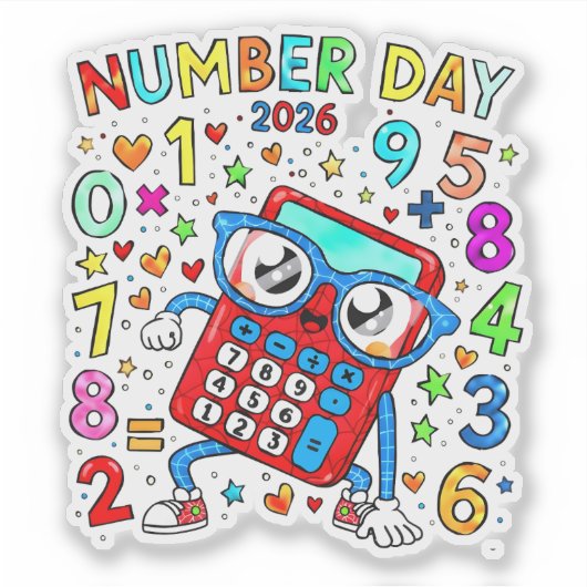 Number Day 2026 Cute Maths Sticker for Kids シール (正面)