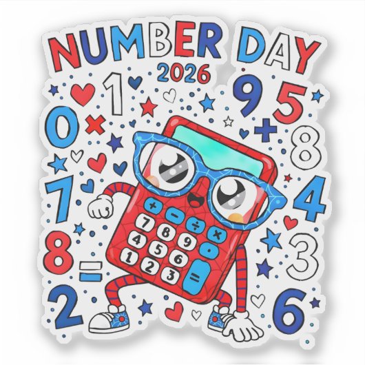 Number Day 2026 Cute Maths Sticker for Kids シール (正面)