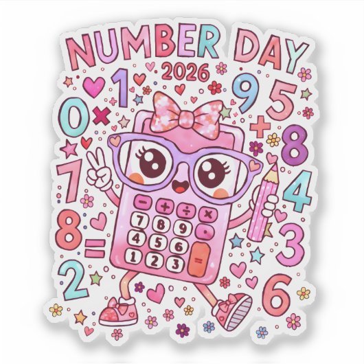 Number Day 2026 Cute Maths Sticker for Kids シール (正面)