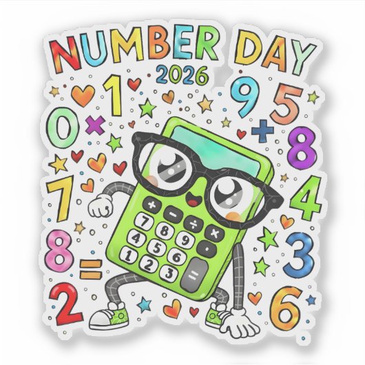 Number Day 2026 Cute Maths Sticker for Kids シール (正面)