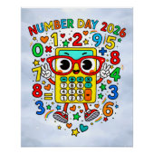 Number Day 2026 Cute Maths Sticker for Kids ポスター (正面)