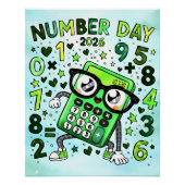 Number Day 2026 Green Calculator Math Design ポスター (正面)